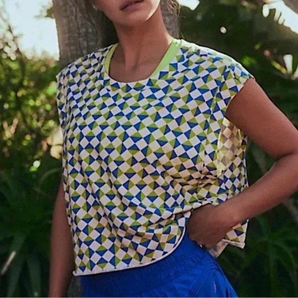 Free People FP Movement Inspire Tank Top Size Large Printed Trippy Geo - Picture 1 of 8